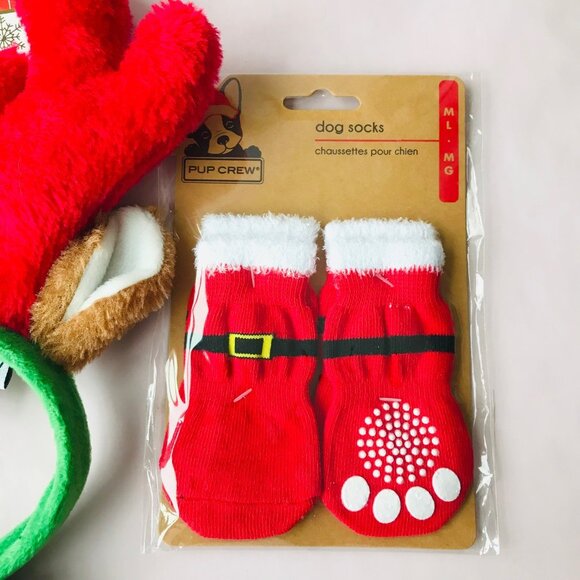 Dog Zippy Paws Christmas Holiday Dog Reindeer Antlers & Socks  Size - L - Picture 4 of 4